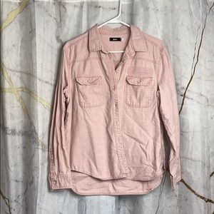 Pink denim button down